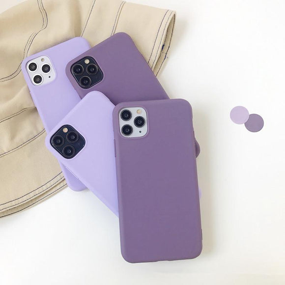 Purple Solid Color Soft Phone Case Back Cover for iPhone 12 Pro Max/12 Pro/12/12 Mini/SE/11 Pro Max/11 Pro/11/XS Max/XR/XS/X/8 Plus/8 - halloladies