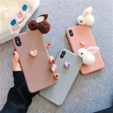 3D Rabbit Candy Color Love Heart Soft Phone Case Back Cover for iPhone 11/11 Pro/11 Pro Max/XS Max/XR/XS/X/8 Plus/8/7 Plus/7 - halloladies