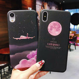 Starry Sky Moon Plane Hard Phone Case Back Cover - iPhone 11/11 Pro/11 Pro Max/XS Max/XR/XS/X/8 Plus/8/7 Plus/7 - halloladies