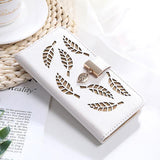 Candy Color Leaf Leather Flip Wallet Card Holder Phone Case Back Cover for iPhone 11 Pro Max/11 Pro/11/XS Max/XR/XS/X/8 Plus/8/7 Plus/7 - halloladies
