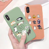 Cartoon Cat Letter Matte Soft Phone Case Back Cover - iPhone 11/11 Pro/11 Pro Max/XS Max/XR/XS/X/8 Plus/8/7 Plus/7 - halloladies