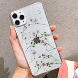 Real Dried Flower Clear Phone Case Back Cover for iPhone 11 Pro Max/11 Pro/11/XS Max/XR/XS/X/8 Plus/8/7 Plus/7 - halloladies
