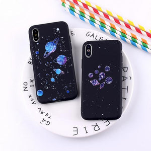 Outer Space Planet Stars Moon Spaceship Soft Matte Phone Case Back Cover - iPhone 11/11 Pro/11 Pro Max/XS Max/XR/XS/X/8 Plus/8/7 Plus/7 - halloladies