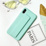 Magnetic bracket Wrist Strap Soft Silicone Candy Color Phone Case Back Cover - iPhone 11 Pro Max/11 Pro/11/XS Max/XR/XS/X/8 Plus/8 - halloladies