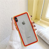 Simple Candy Color Edge Clear Phone Case Back Cover - iPhone 11/11 Pro/11 Pro Max/XS Max/XR/XS/X/8 Plus/8/7 Plus/7 - halloladies