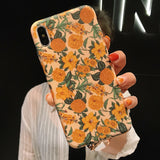 Retro Yellow Flower Leaf Phone Case Back Cover for iPhone 13 Pro Max/13 Pro/13/13 Mini and More iPhone Models