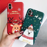 Cartoon Bear Christmas Elk with Ring Holder Phone Case Back Cover for iPhone 11/11 Pro/11 Pro Max/XS Max/XR/XS/X/8 Plus/8/7 Plus/7 - halloladies