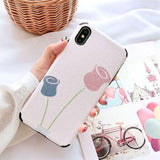 Retro Flower Matte Corner Protection Soft TPU Phone Case Back Cover - iPhone XS Max/XR/XS/X/8 Plus/8/7 Plus/7/6s Plus/6s/6 Plus/6 - halloladies