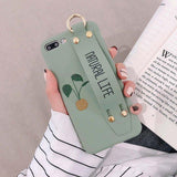 Cute Letters Cactus Bracket Wrist Strap Soft Phone Case Back Cover for iPhone 12 Pro Max/12 Pro/12/12 Mini/SE/11 Pro Max/11 Pro/11/XS Max/XR/XS/X/8 Plus/8 - halloladies