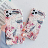 Red Retro Flower Marble TPU Phone Case Back Cover for iPhone 11 Pro Max/11 Pro/11/XS Max/XR/XS/X/8 Plus/8/7 Plus/7 - halloladies
