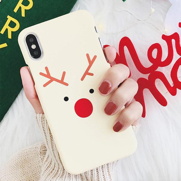 Cartoon Christmas Elk Patterned Hard PC Phone Case Back Cover - iPhone 11/11 Pro/11 Pro Max/XS Max/XR/XS/X/8 Plus/8/7 Plus/7 - halloladies