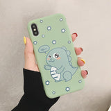 Cartoon Cute Dinosaur Green Soft TPU Phone Case Back Cover for iPhone 11/11 Pro/11 Pro Max/XS Max/XR/XS/X/8 Plus/8/7 Plus/7 - halloladies