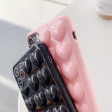 3D Love Heart Solid Color Phone Case Back Cover - iPhone 11/11 Pro/11 Pro Max/XS Max/XR/XS/X/8 Plus/8/7 Plus/7 - halloladies