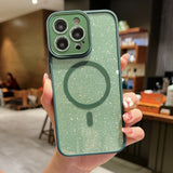 Luxury Magnetic Glitter Plating Cute Bling Phone Case Compatible with MagSafe Supporting Wireless Charging
