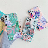 Retro Banana Leaf & Flower Phone Case Back Cover for iPhone 11/11 Pro/11 Pro Max/XS Max/XR/XS/X/8 Plus/8/7 Plus/7 - halloladies