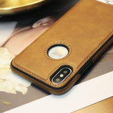 Slim PU Leather Patchwork Solid Color Phone Case Back Cover for iPhone 11/11 Pro/11 Pro Max/XS Max/XR/XS/X/8 Plus/8/7 Plus/7 - halloladies