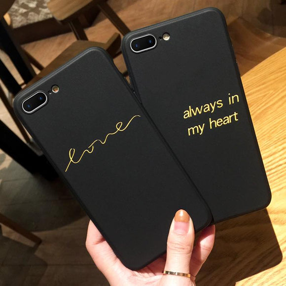Simple Graffiti Letter Love Always in My Heart Couples Matte Soft Phone Case Back Cover for iPhone 11/11 Pro/11 Pro Max/XS Max/XR/XS/X/8 Plus/8/7 Plus/7 - halloladies