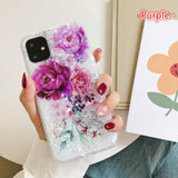 Shell Texture Bright Flower Phone Case Back Cover for iPhone 11/11 Pro/11 Pro Max/XS Max/XR/XS/X/8 Plus/8/7 Plus/7 - halloladies