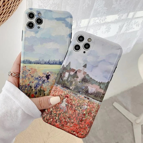 Oil Painting Landscape Phone Case Back Cover for iPhone 12 Pro Max/12 Pro/12/12 Mini/SE/11 Pro Max/11 Pro/11/XS Max/XR/XS/X/8 Plus/8 - halloladies