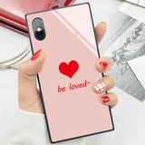 Square Love Heart Tempered Glass Phone Case Back Cover - iPhone XS Max/XR/XS/X/8 Plus/8/7 Plus/7/6s Plus/6s/6 Plus/6 - halloladies