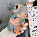 Retro Coloful Flower Leaf Phone Case Back Cover for iPhone 11 Pro Max/11 Pro/11/XS Max/XR/XS/X/8 Plus/8/7 Plus/7 - halloladies