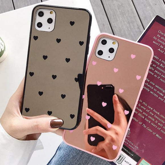 Heart Mirror Acrylic Phone Case Back Cover - iPhone 11 Pro Max/11 Pro/11/XS Max/XR/XS/X/8 Plus/8/7 Plus/7 - halloladies