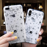 Cartoon Astronaut Stars Planet Soft TPU Phone Case Back Cover for iPhone 11/11 Pro/11 Pro Max/XS Max/XR/XS/X/8 Plus/8/7 Plus/7 - halloladies