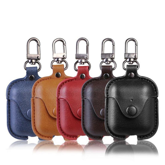 Solid Color Leather Key Chain Wireless Bluetooth Earphone Cases -Airpods Pro - halloladies