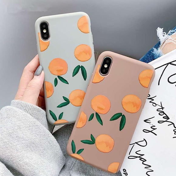 Retro Orange Pattern Phone Case Back Cover - iPhone 11/11 Pro/11 Pro Max/XS Max/XR/XS/X/8 Plus/8/7 Plus/7 - halloladies