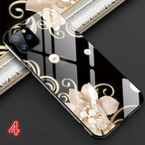 Fashion Flower Tempered Glass Phone Case Back Cover - iPhone 11/11 Pro/11 Pro Max/XS Max/XR/XS/X/8 Plus/8/7 Plus/7 - halloladies