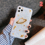 Glitter 3D Space Planet Moon Phone Case Back Cover for iPhone 11 Pro Max/11 Pro/11/XS Max/XR/XS/X/8 Plus/8/7 Plus/7 - halloladies