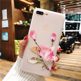 3D Relief Flower Matte Soft TPU Phone Case Back Cover - iPhone 11/11 Pro/11 Pro Max/XS Max/XR/XS/X/8 Plus/8/7 Plus/7 - halloladies