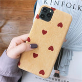 Simple Solid Color Velvet Love Heart Phone Case Back Cover for iPhone 11 Pro Max/11 Pro/11/XS Max/XR/XS/X/8 Plus/8/7 Plus/7 - halloladies