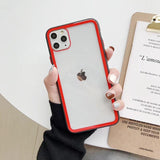 Simple Candy Color Edge Clear Phone Case Back Cover - iPhone 11/11 Pro/11 Pro Max/XS Max/XR/XS/X/8 Plus/8/7 Plus/7 - halloladies