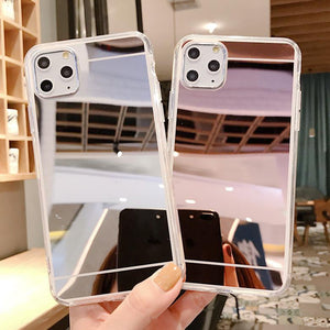 Simple Plating Mirror Phone Case Back Cover for iPhone 12 Pro Max/12 Pro/12/12 Mini/SE/11 Pro Max/11 Pro/11/XS Max/XR/XS/X/8 Plus/8 - halloladies