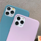 Candy Color Simple Matte Phone Case Back Cover - iPhone 11 Pro Max/11 Pro/11/XS Max/XR/XS/X/8 Plus/8/7 Plus/7 - halloladies