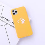 Simple Candy Color Cat Paw Love Heart Soft Phone Case Back Cover - iPhone 11/11 Pro/11 Pro Max/XS Max/XR/XS/X/8 Plus/8/7 Plus/7 - halloladies