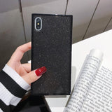 Square Glitter Powder Monochrome Phone Case Back Cover for iPhone XS Max/XR/XS/X/8 Plus/8/7 Plus/7/6s Plus/6s/6 Plus/6 - halloladies