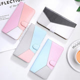 Three Colors Patchwork Flip Stand Wallet Phone Case Back Cover - iPhone 11/11 Pro/11 Pro Max/XS Max/XR/XS/X/8 Plus/8/7 Plus/7 - halloladies