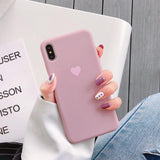 Candy Color Love Heart Soft Phone Case Back Cover - iPhone 11 Pro Max/11 Pro/11/XS Max/XR/XS/X/8 Plus/8/7 Plus/7 - halloladies