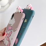 3D Toy Cartoon Cute Unicorn Soft TPU Phone Case Back Cover for iPhone 11/11 Pro/11 Pro Max/XS Max/XR/XS/X/8 Plus/8/7 Plus/7 - halloladies