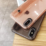 Glitter Powder Shining Transparent Soft Silicone Wrist Strap Phone Case Back Cover for iPhone 12/12 pro/12 mini/ 12 pro max/11 Pro Max/11 Pro/11/XS Max/XR/XS/X/8 Plus/8/7 Plus/7/6s Plus/6s/6 Plus/6 - halloladies