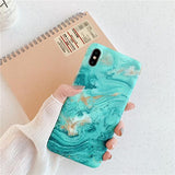 Green Marble Painting TPU Phone Case Back Cover for iPhone XS Max/XR/XS/X/8 Plus/8/7 Plus/7/6s Plus/6s/6 Plus/6 - halloladies