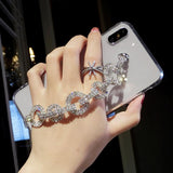 Bling Rhinestone Diamond Bracelet Chain Transparent Phone Case Back Cover - iPhone 12 Pro Max/12 Pro/12/12 Mini/SE/11 Pro Max/11 Pro/11/XS Max/XR/XS/X/8 Plus/8 - halloladies
