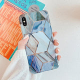 Plating Geometric Marble Phone Case Back Cover - iPhone 11/11 Pro/11 Pro Max/XS Max/XR/XS/X/8 Plus/8/7 Plus/7 - halloladies