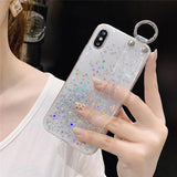Gradient Glitter Powder Wrist Strap Soft TPU Phone Case Back Cover for iPhone XS Max/XR/XS/X/8 Plus/8/7 Plus/7/6s Plus/6s/6 Plus/6 - halloladies