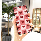 Square Grid Love Heart Phone Case Back Cover - IPhone XS Max/XR/XS/X/8 Plus/8/7 Plus/7/6s Plus/6s/6 Plus/6 - halloladies