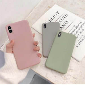 Cute Matte Solid Candy Phone Case Back Cover - iPhone 12 Pro Max/12 Pro/12/12 Mini/SE/11 Pro Max/11 Pro/11/XS Max/XR/XS/X/8 Plus/8 - halloladies