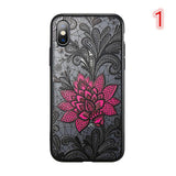 3D Relief Lace Flower Phone Case Back Cover for iPhone 11/11 Pro/11 Pro Max/XS Max/XR/XS/X/8 Plus/8/7 Plus/7 - halloladies