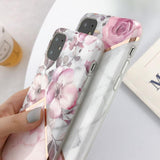 Electroplate Marble Flower Phone Case Back Cover - iPhone 12 Pro Max/12 Pro/12/12 Mini/SE/11 Pro Max/11 Pro/11/XS Max/XR/XS/X/8 Plus/8 - halloladies
